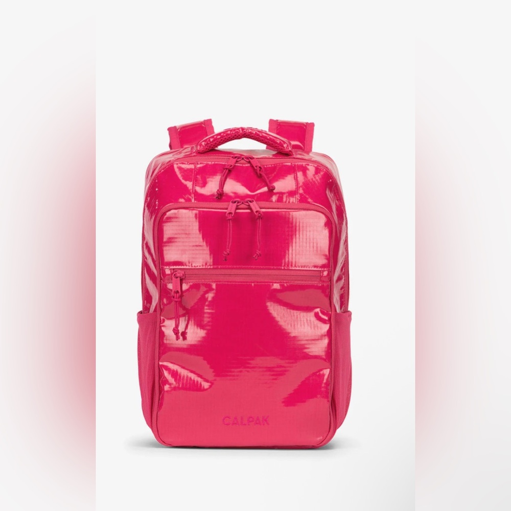 Calpak Shiny Pink Backpack in color Dragonfruit